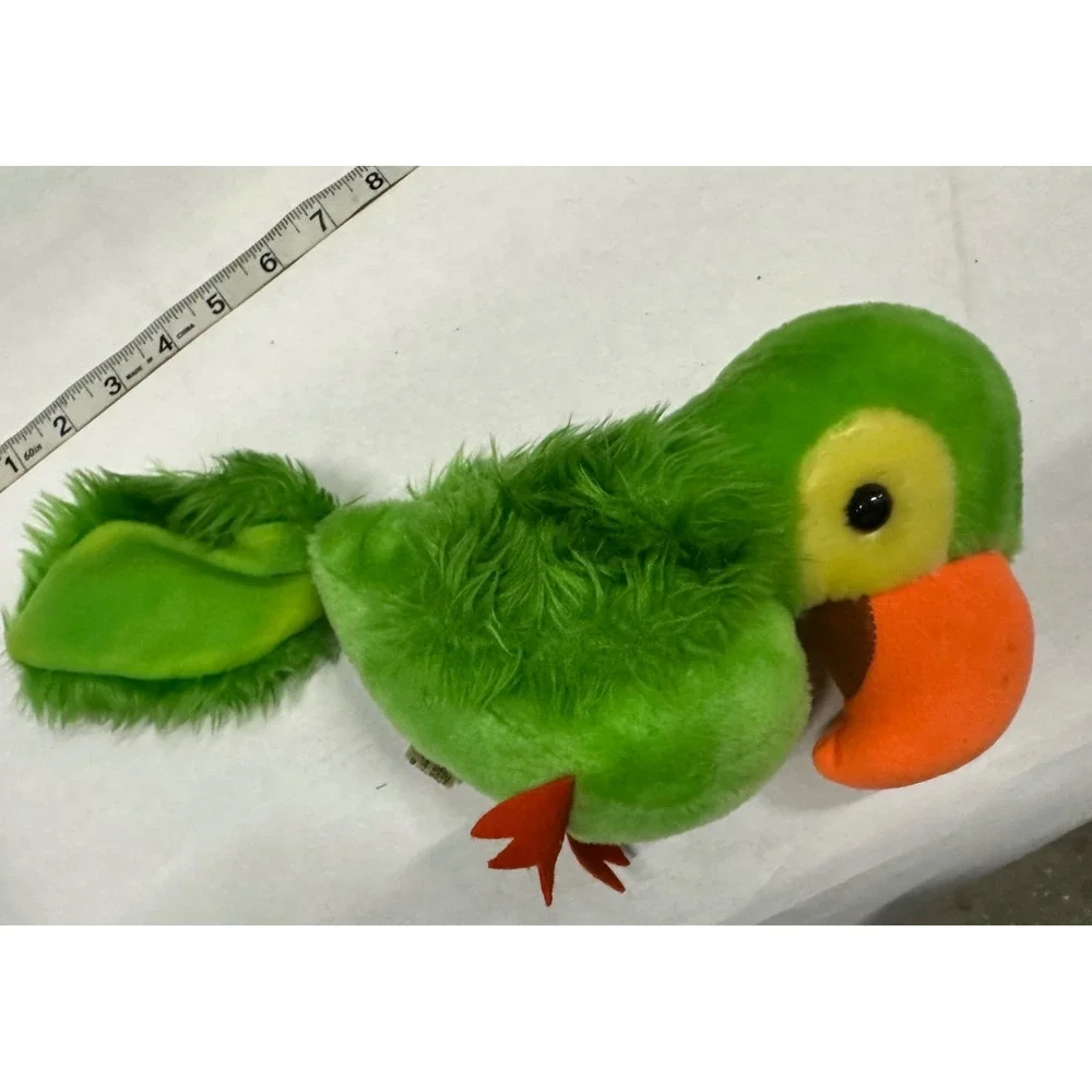 Applause Vintage Green Parrot Plush Stuffed Animal Bird Orange Beak 16 Inch